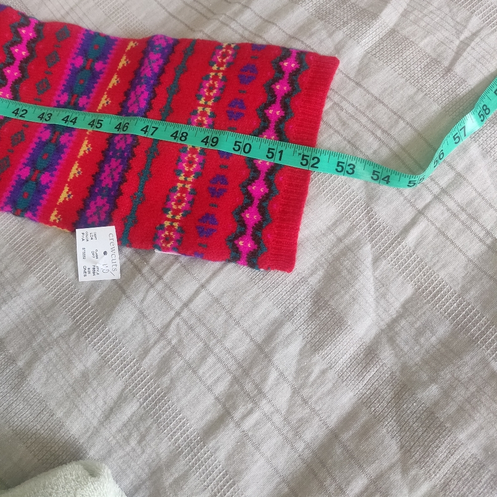New!J.Crew in fair isle Multi colored Crewcuts 100% wool scarf & gloves Kids set - Picture 11 of 12